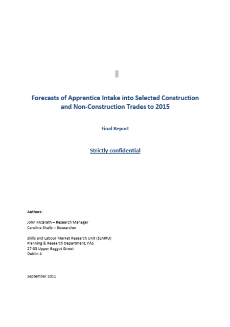 cover for Apprentice Intake Forecasts Report