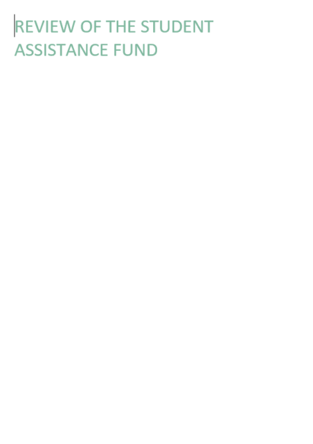 cover for Review of the Student Assistance Fund – Word Doc