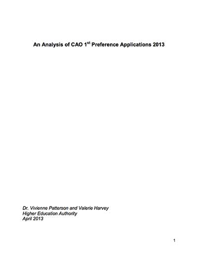 cover for An Analysis of CAO First Preference Applications 2013