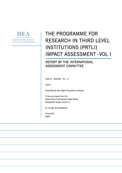 cover for PRTLI Impact Assessment – Volume 1