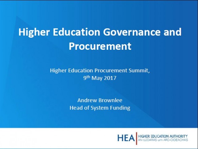 cover for Higher Education Governance and Procurement – Andrew Brownlee, HEA
