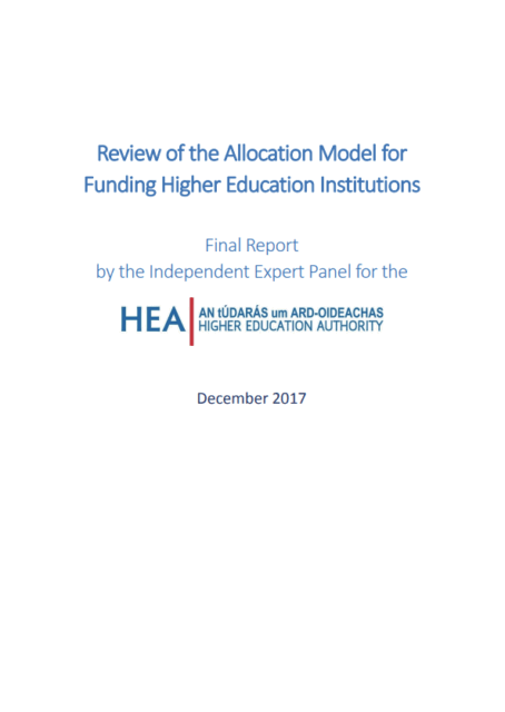 cover for Review of the Allocation Model for Funding Higher Education Institutions
