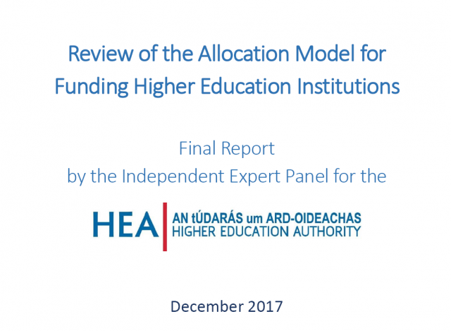cover for Review of the Allocation Model for Funding Higher Education Institutions