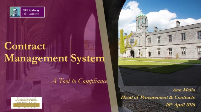 cover for Contract Management System – a tool to compliance, Ann Melia, NUIG