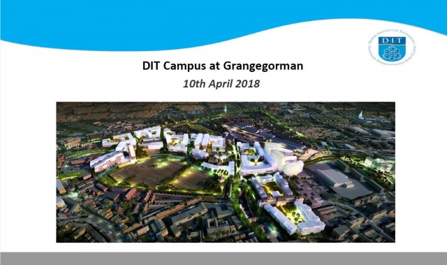Image of DIT Grangegorman campus with text reading 