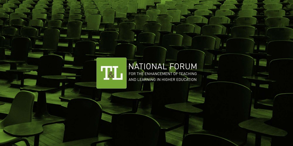 National Forum logo on an image of an empty classroom