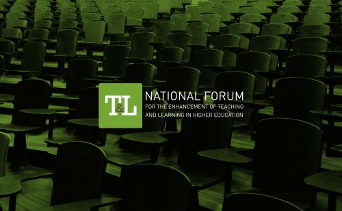 National Forum logo on an image of an empty classroom