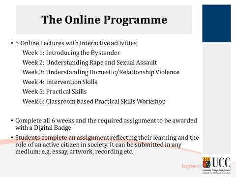 Written outline of the online programme
