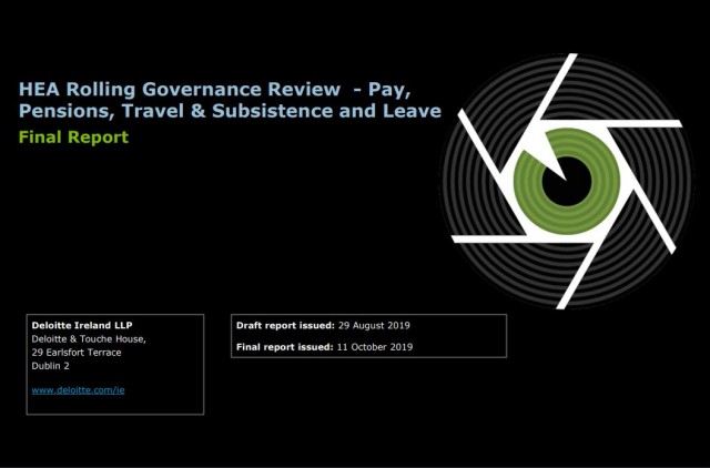 Cover for the HEA Rolling Governance Review- Pay, Pensions, Travel & Subsistence and Leave Final Report