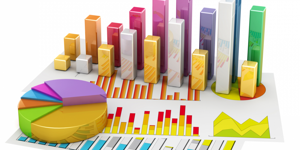 3d illustration of barcharts and a piechart