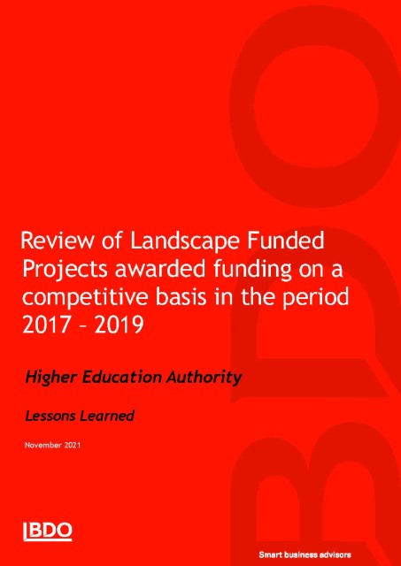 cover for Review of Landscape Funded Projects 2017-19 Lessons Learned (BDO)