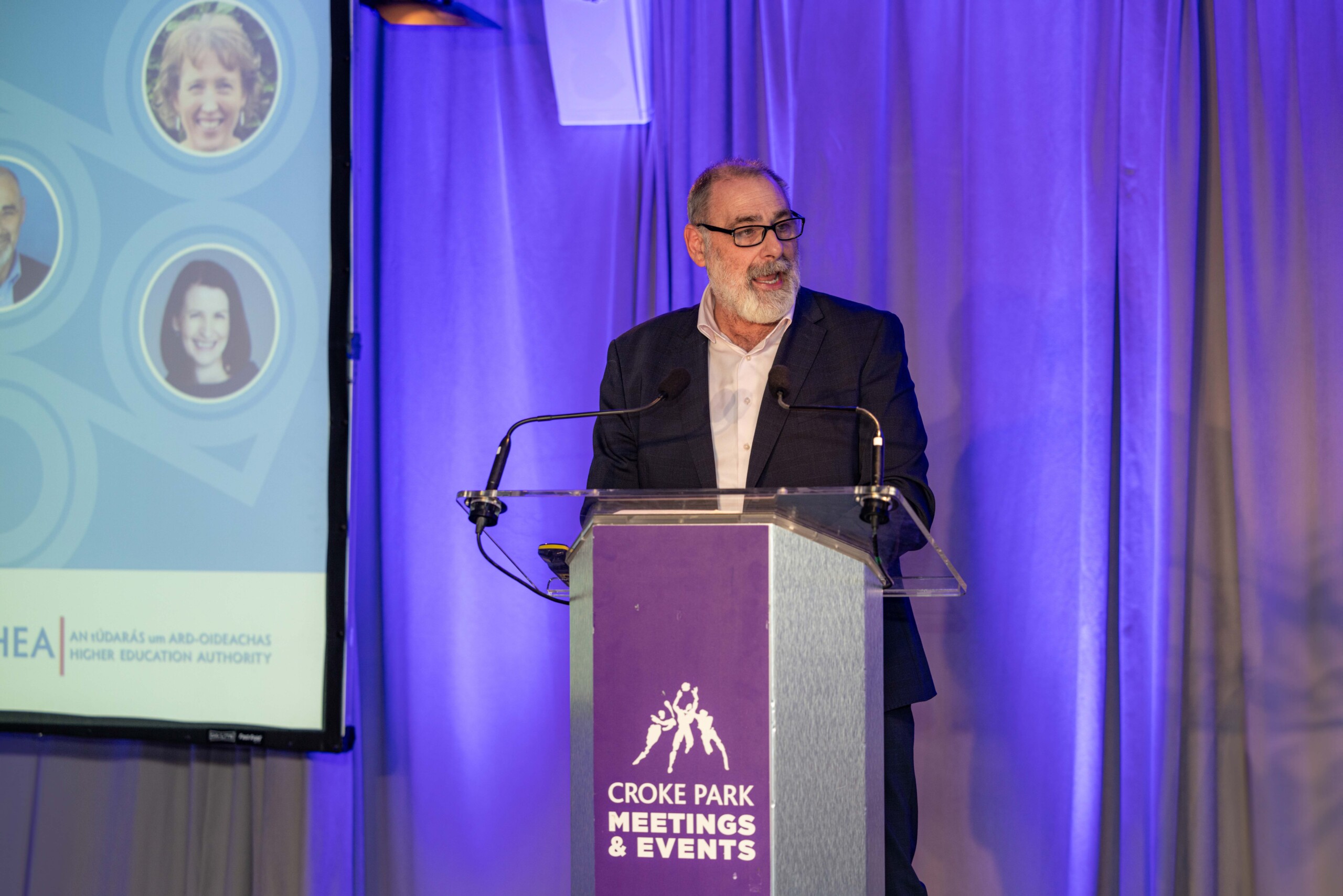 Alan Wall, CEO of the Higher Education Authority, giving a talk at the North South Research Programme Conference 2024 in Croke Park.