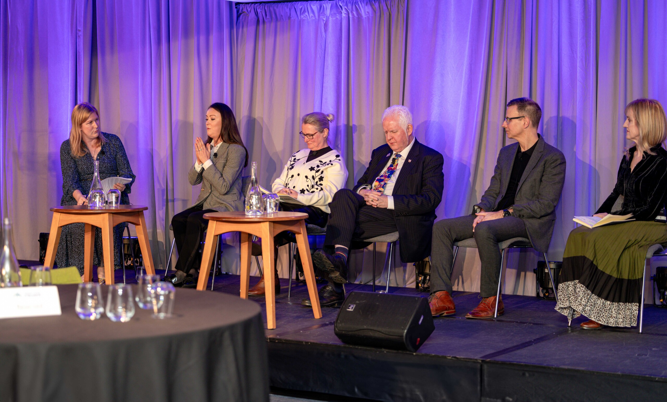 Panel discussion on stage at the North South Programme Conference 2024 at Croke Park, Dublin.