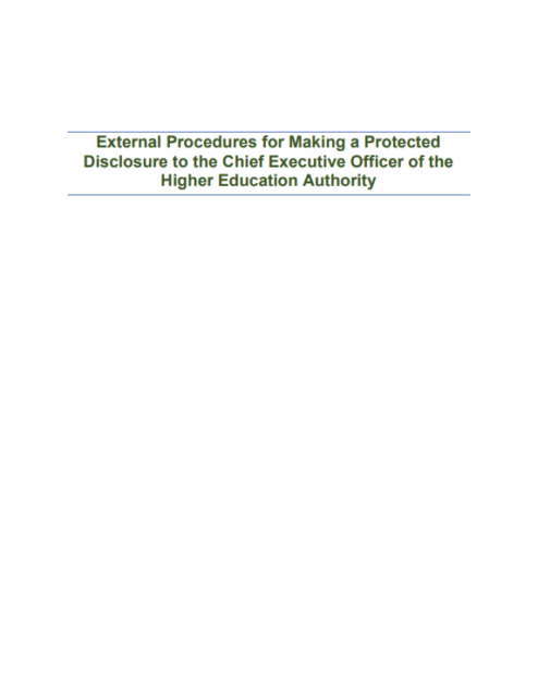 External Procedures for Making a Protected Disclosure to the HEA