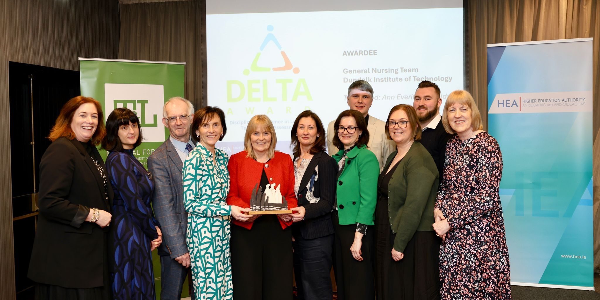 The General Nursing Team, Dundalk Institute of Technology, led by Ann Everitt-Reynolds accepting an award at the National Awards Ceremony