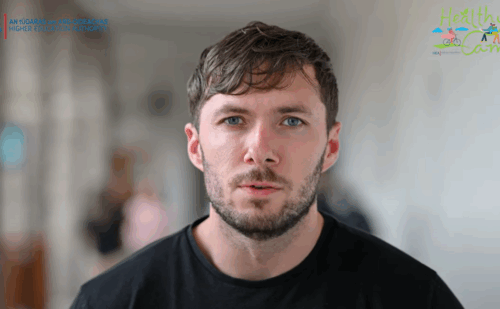 Screenshot of a man's head the HEA Strategy for Student and Staff Health and Wellbeing video