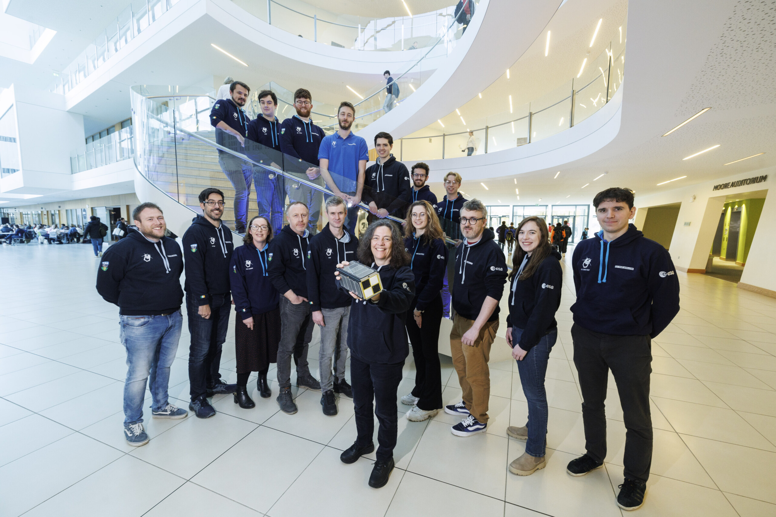 Members of University College Dublin' EIRSAT-1 team ahead of their departure to California for the launch of Ireland's first ever satellite.