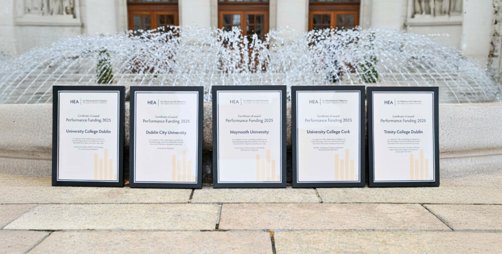 Image of 5 Performance Agreement Certs, for UCD, DCU, Maynooth, UCC and Trinity