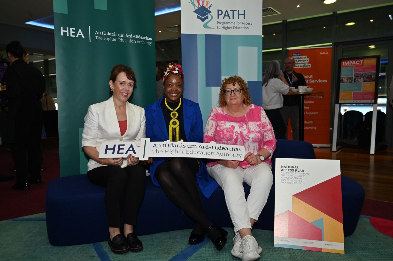 Group holding banners at PATH 2026 event in Croke Park